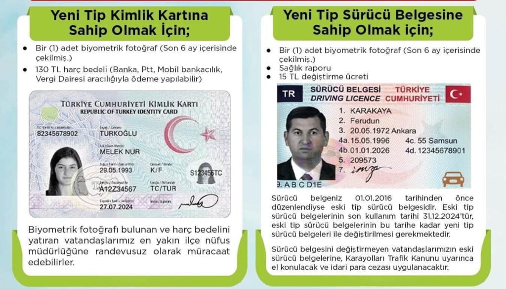 Sürücü belgesi ve TC Kimlik Kartı