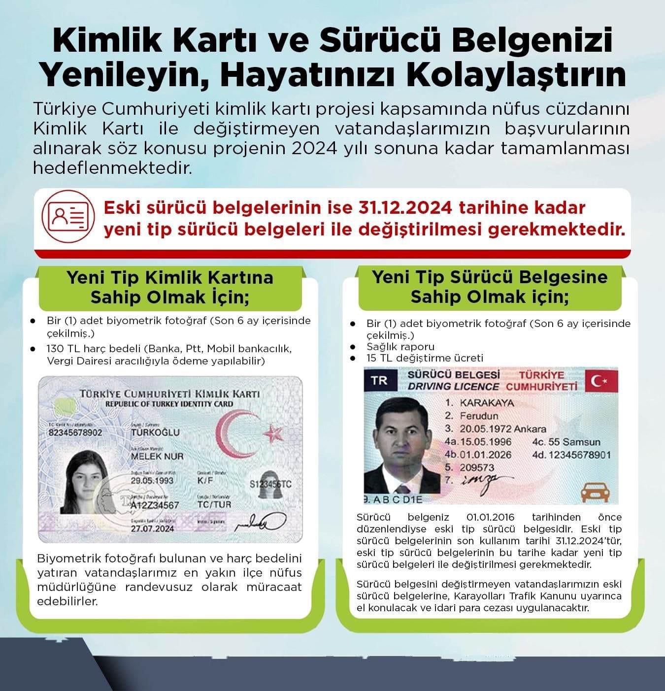 Sürücü belgesi ve TC Kimlik Kartı